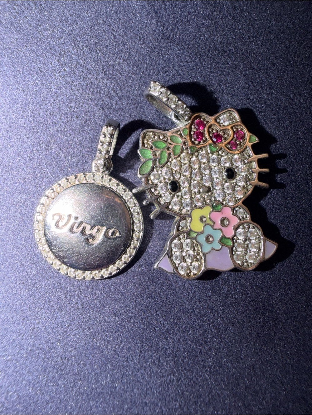 Diamonique Silver Hello Kitty Crystal Virgo Charms
